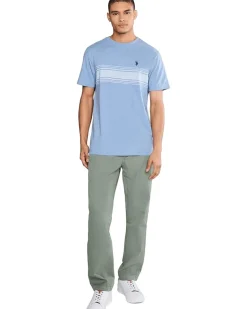 U.S. POLO ASSN. Short Sleeve Chest Print Stripe Jersey Tee Shirt Men's
