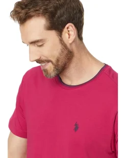 U.S. POLO ASSN. Short Sleeve Crew Neck Yarn-Dye Collar Tipped Jersey Tee Men's