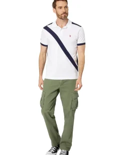 U.S. POLO ASSN. Short Sleeve Slim Fit Sash Front Pique Knit Polo Shirt Men's