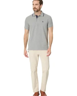 U.S. POLO ASSN. Short Sleeve Slim Fit Solid Stretch Pique Polo Shirt Men's