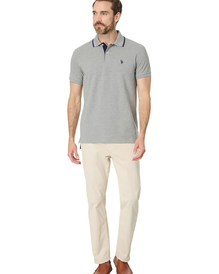 U.S. POLO ASSN. Short Sleeve Slim Fit Solid Stretch Pique Polo Shirt Men's