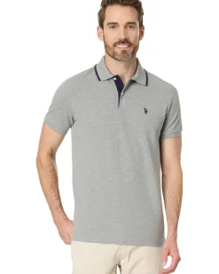 U.S. POLO ASSN. Short Sleeve Slim Fit Solid Stretch Pique Polo Shirt Men's