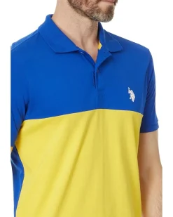 U.S. POLO ASSN. Short Sleeve Slim Fit Colorblock Athletic Jersey Knit Polo Shirt Men's