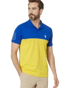U.S. POLO ASSN. Short Sleeve Slim Fit Colorblock Athletic Jersey Knit Polo Shirt Men's