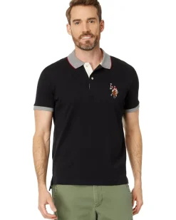 U.S. POLO ASSN. Short Sleeve Slim Fit Multicolor Pony Interlock Polo Shirt Men's