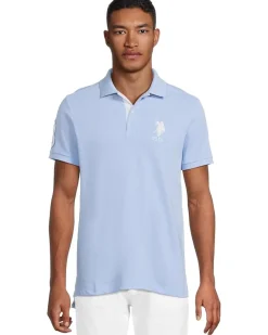 U.S. POLO ASSN. Slim Fit Big Horse Polo with Stripe Collar Men's