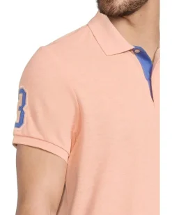 U.S. POLO ASSN. Slim Fit Big Horse Polo with Stripe Collar Men's