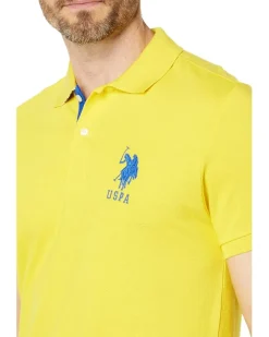 U.S. POLO ASSN. Slim Fit Big Horse Polo with Stripe Collar Men's