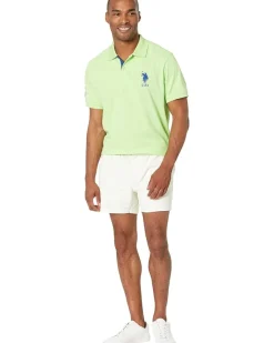 U.S. POLO ASSN. Slim Fit Big Horse Polo with Stripe Collar Men's
