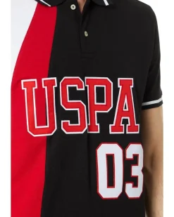 U.S. POLO ASSN. Slim Fit Curved Piecing Pique Knit Polo Men's