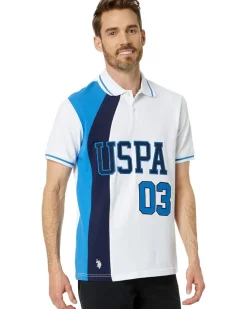 U.S. POLO ASSN. Slim Fit Curved Piecing Pique Knit Polo Men's