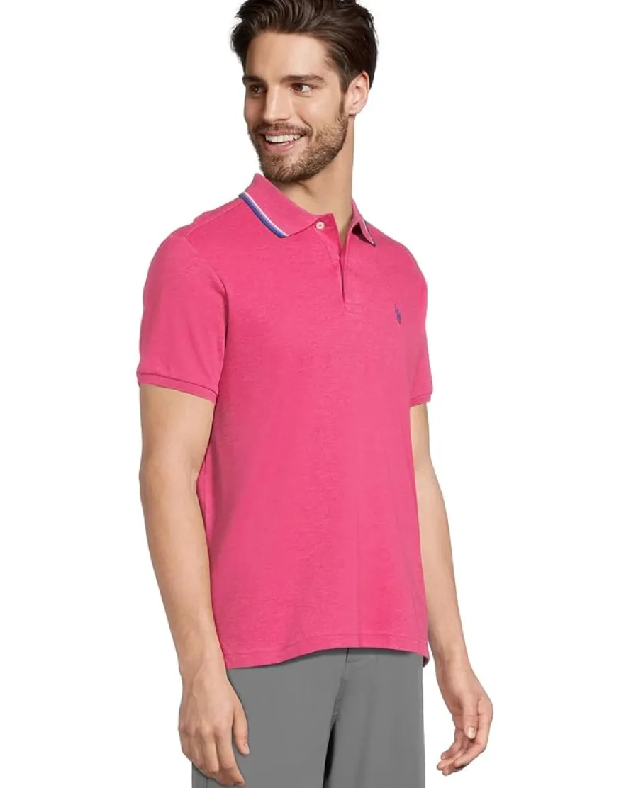 U.S. POLO ASSN. Slim Fit Tipped Interlock Knit Polo Men's