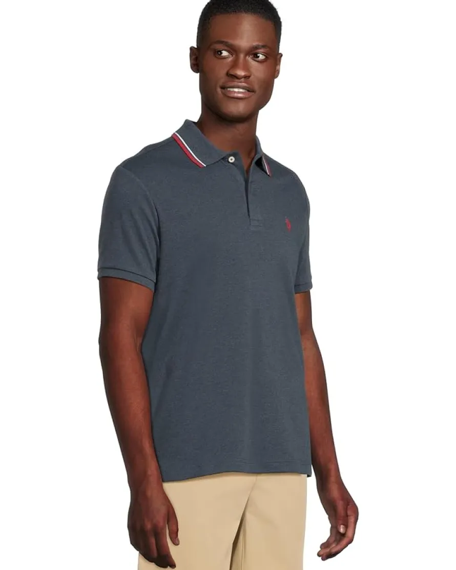 U.S. POLO ASSN. Slim Fit Tipped Interlock Knit Polo Men's