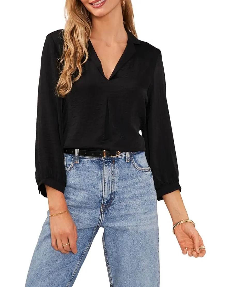 Vince Camuto Collared Long Sleeve Blouse With Shirtale Women's