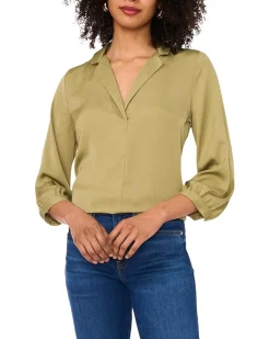 Vince Camuto Collared V-Neck Long Sleeve Blouse Women's