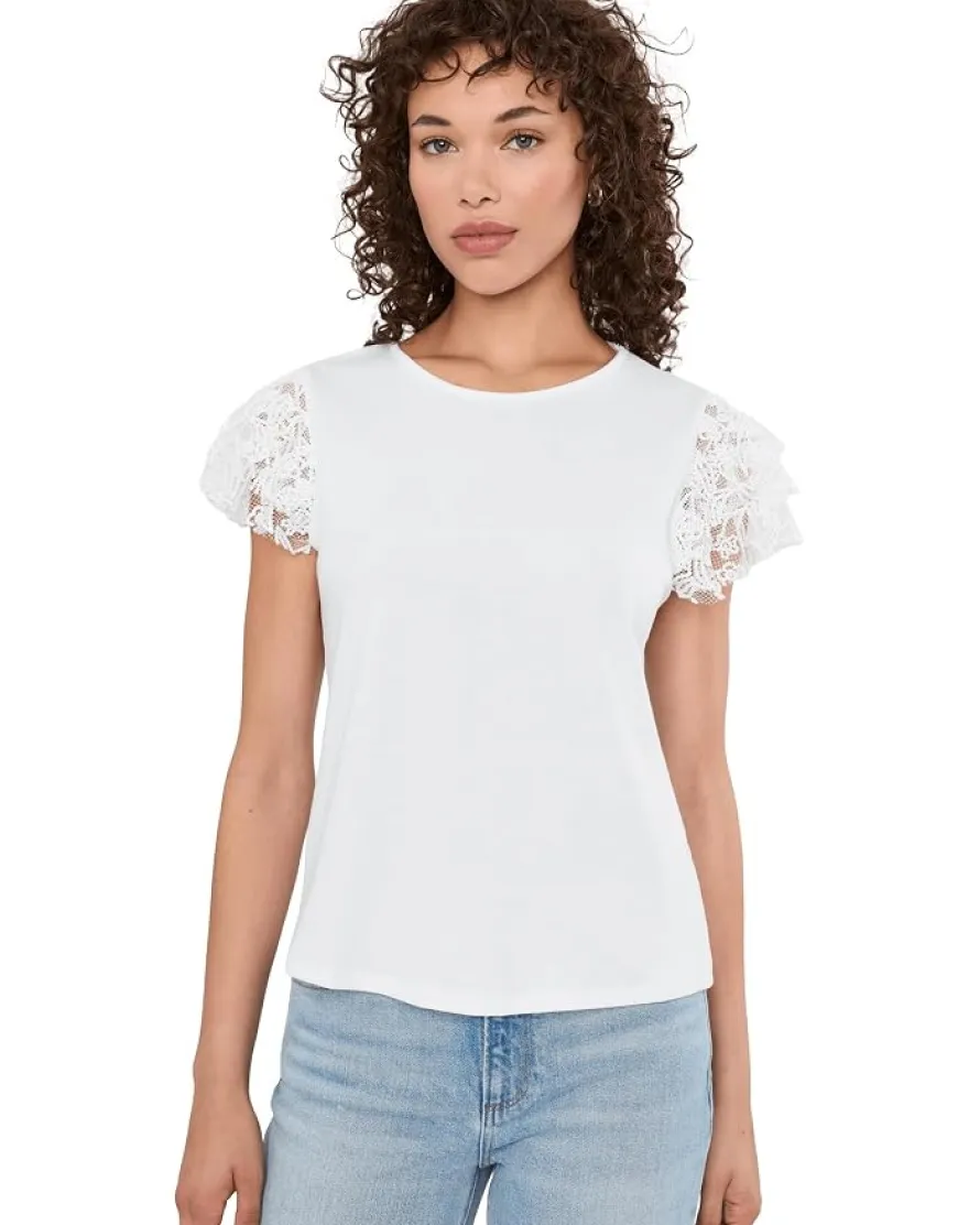 Vince Camuto Crew Neck Blouse W Ruffle Sleeves Women's