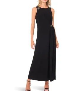 Vince Camuto Crew Neck Gathered Twist Maxi w/ Gold Trim Ring Women's