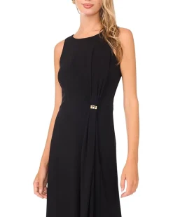 Vince Camuto Crew Neck Gathered Twist Maxi w/ Gold Trim Ring Women's