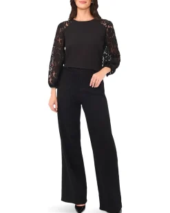 Vince Camuto Crew Neck Lace Sleeves Long Sleeve Women's