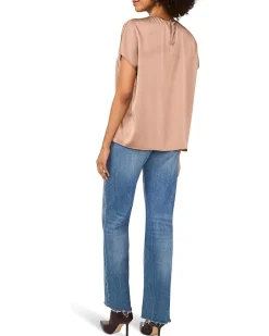 Vince Camuto Crewneck Shirring Short Sleeve Women's