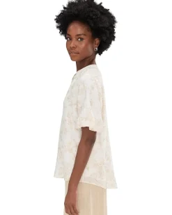 Vince Camuto Crew Neck Short Puff Sleeve Top Women's
