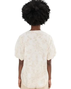 Vince Camuto Crew Neck Short Puff Sleeve Top Women's