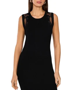 Vince Camuto Crew Neck Tank Dress With Embroidery Mesh Women's