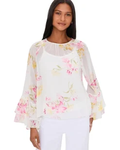 Vince Camuto Double Ruffle Sleeve Blouse Women's