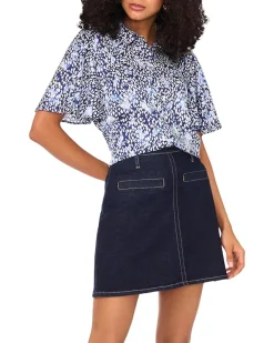 Vince Camuto Flutter Sleeve Collar Button-Down Women's