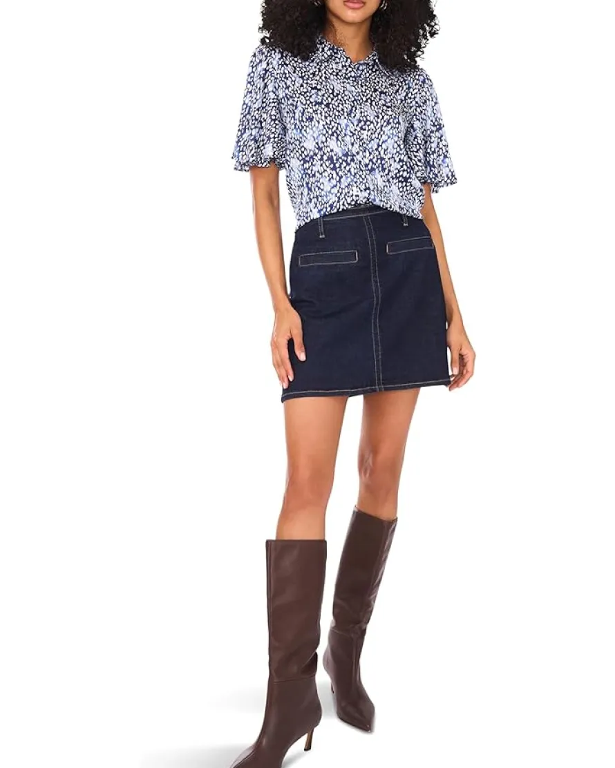 Vince Camuto Flutter Sleeve Collar Button-Down Women's