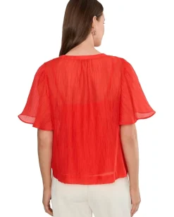 Vince Camuto Front Cutout Flutter Sleeve Blouse Women's