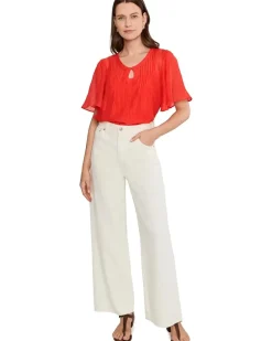 Vince Camuto Front Cutout Flutter Sleeve Blouse Women's