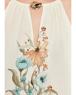 Vince Camuto High Neck Flowy Maxi With Trim Women's