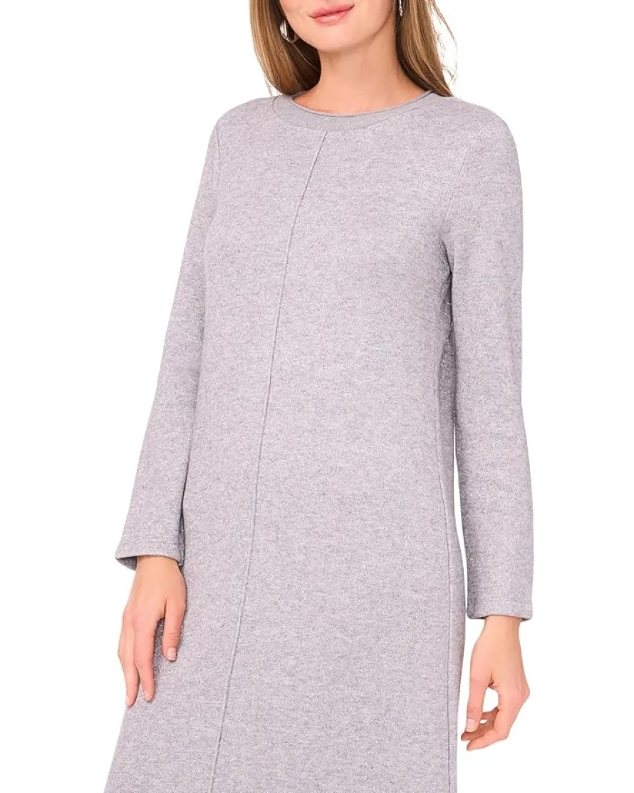 Vince Camuto Long Sleeve Midi Dress With Rib Trim Women's