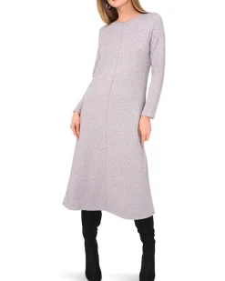 Vince Camuto Long Sleeve Midi Dress With Rib Trim Women's