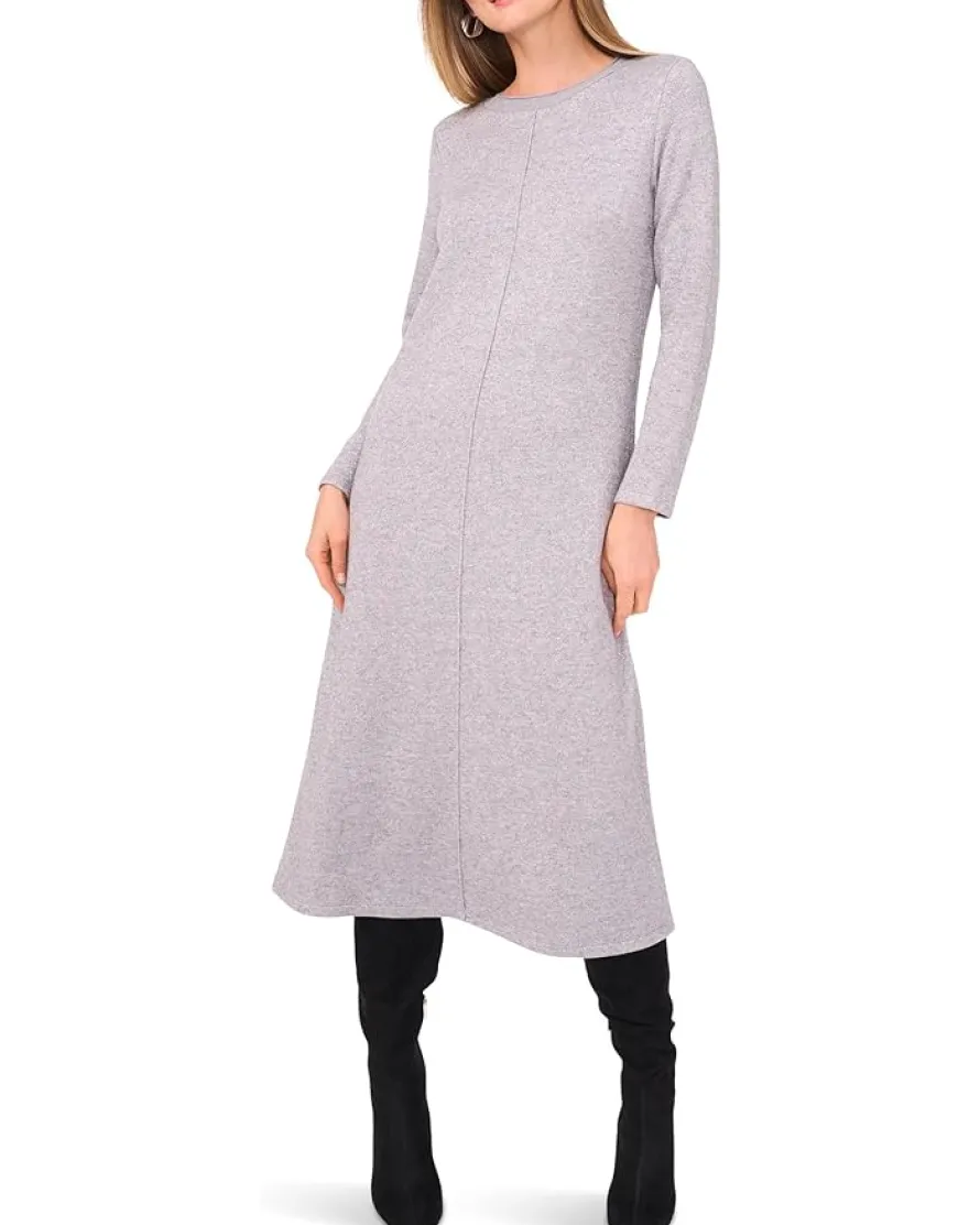 Vince Camuto Long Sleeve Midi Dress With Rib Trim Women's