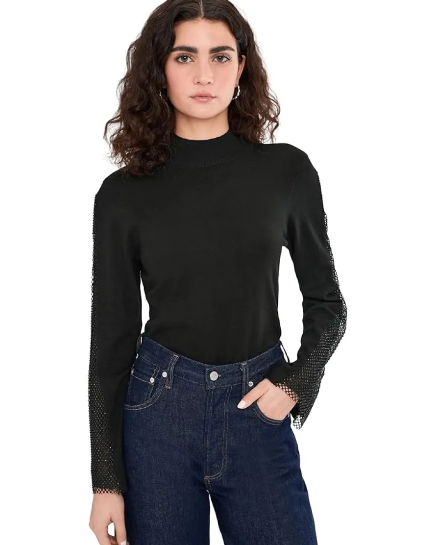 Vince Camuto Mock Neck Bell Sleeve with Rhinestone Women's