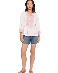 Vince Camuto Peasant Blouse With Neck Tie Women's