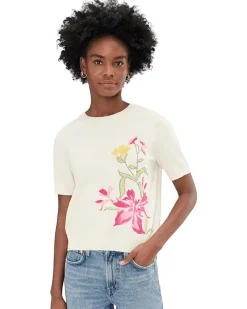 Vince Camuto Placed Print Crew Neck Women's