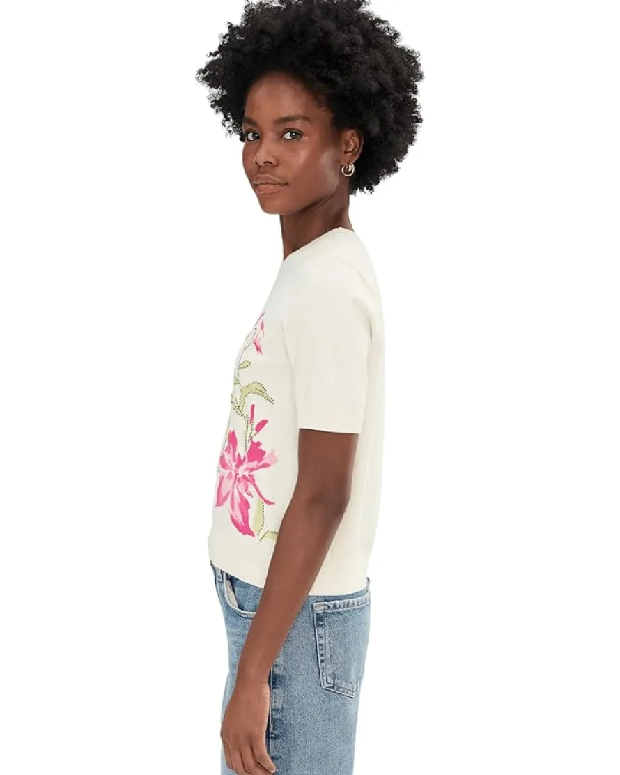 Vince Camuto Placed Print Crew Neck Women's