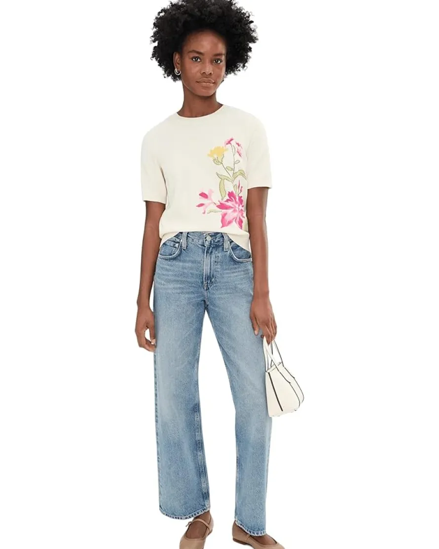 Vince Camuto Placed Print Crew Neck Women's