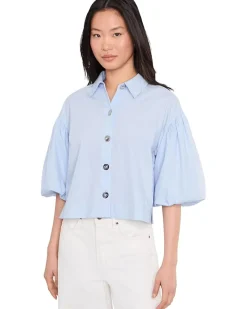 Vince Camuto Puff Sleeve Cotton Button-Up S Women's