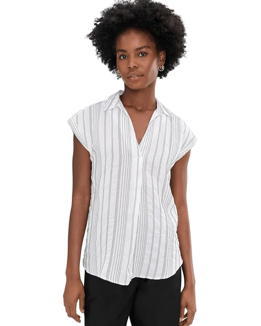 Vince Camuto Relaxed Collar Short Sleeve Blouse Women's
