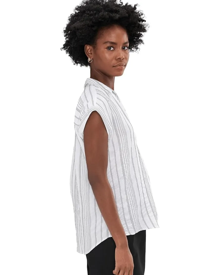 Vince Camuto Relaxed Collar Short Sleeve Blouse Women's