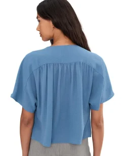 Vince Camuto Short Sleeve Front Shirring Blouse Women's