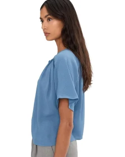 Vince Camuto Short Sleeve Front Shirring Blouse Women's