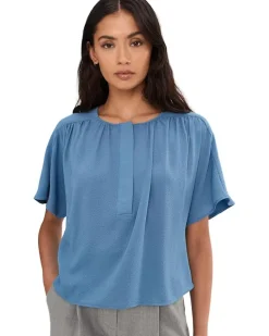 Vince Camuto Short Sleeve Front Shirring Blouse Women's