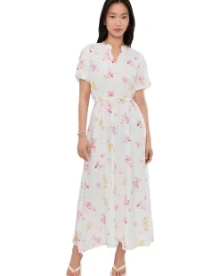 Vince Camuto Split Neck Puff Sleeve Maxi Dress Women's