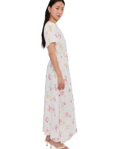 Vince Camuto Split Neck Puff Sleeve Maxi Dress Women's