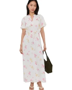 Vince Camuto Split Neck Puff Sleeve Maxi Dress Women's